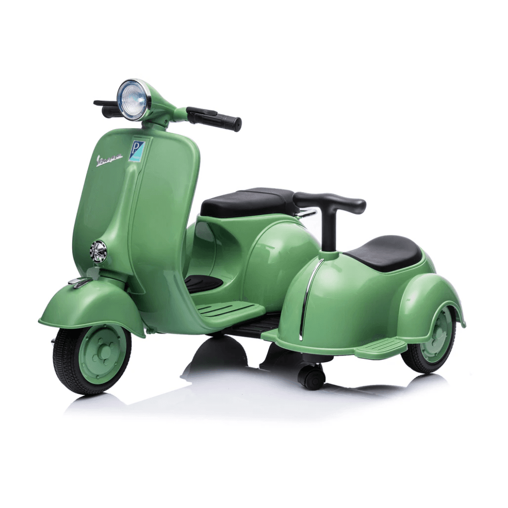 Moto Elettrica Per Bambini Vespa Sidecar Small 6V-Verde