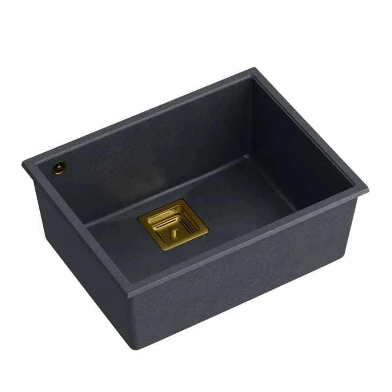 Lavello In Granito David 50 Black Metallic Tappo acciaio