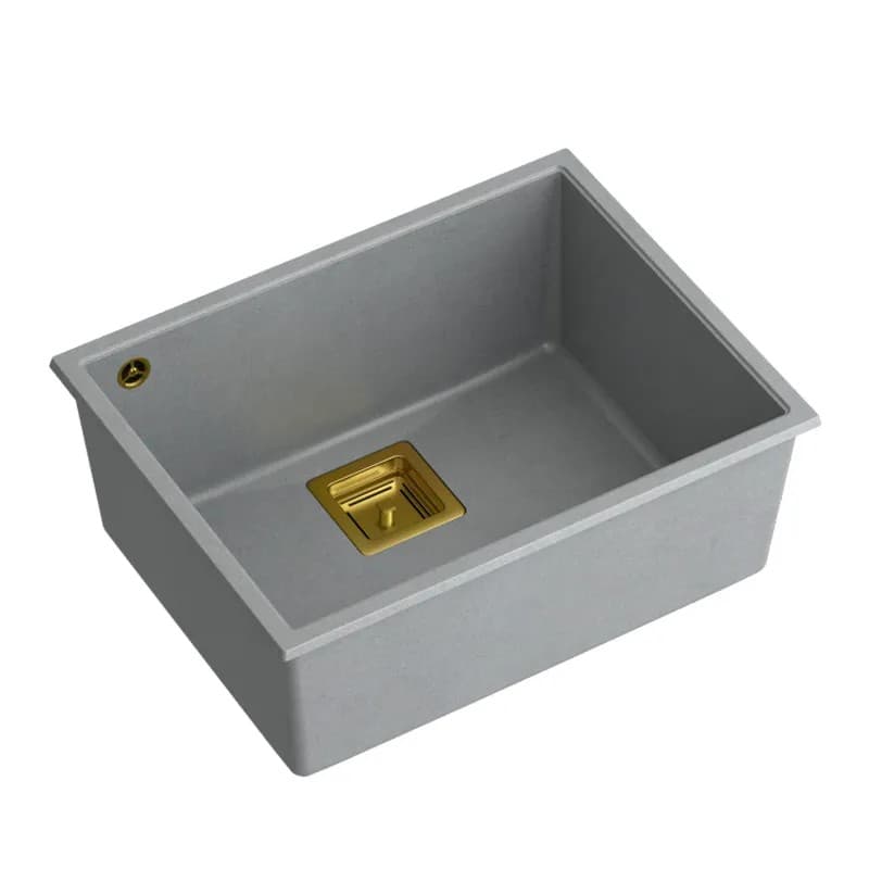 Lavello In Granito David 50 Grey Metallic Tappo acciaio
