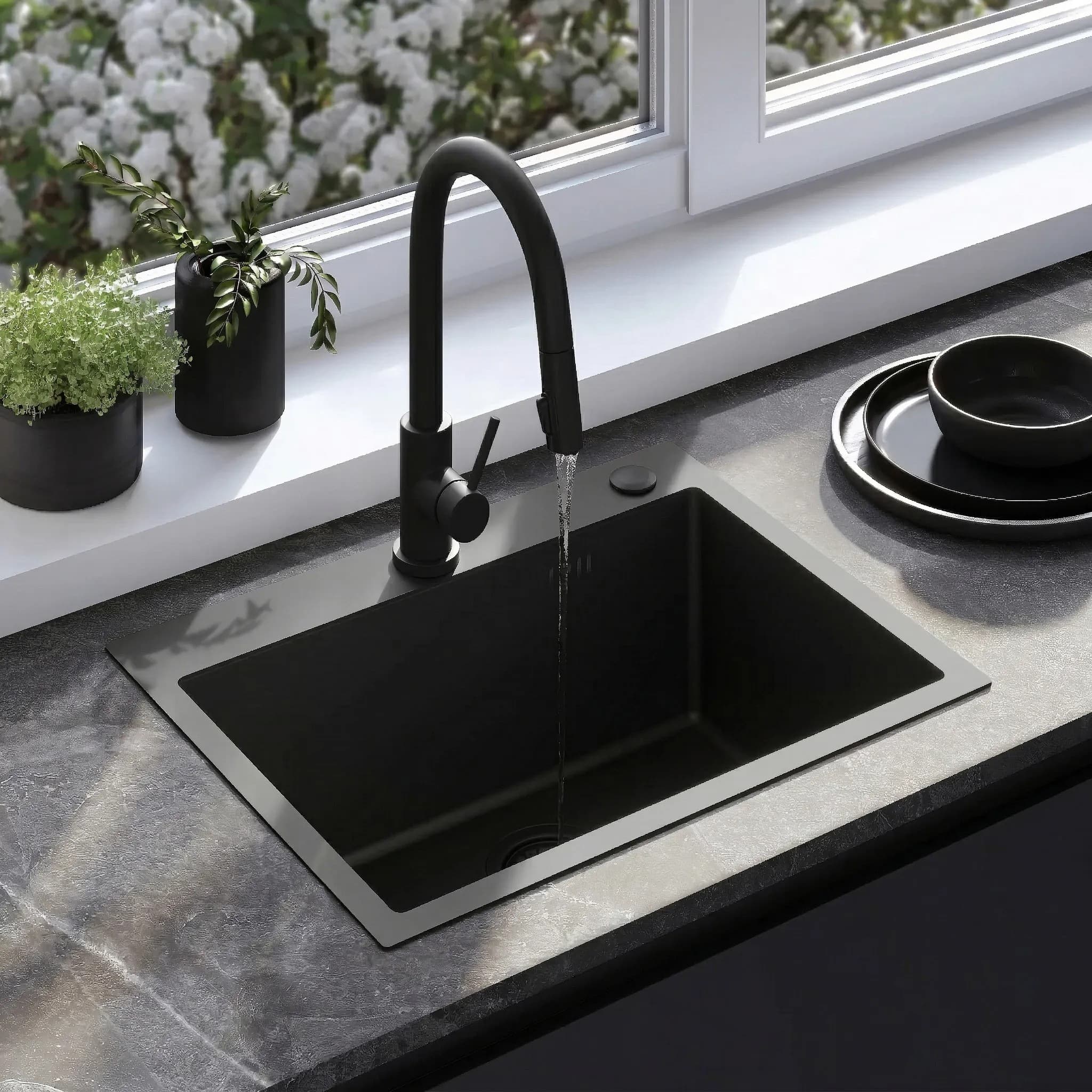 Lavello In Acciaio Liam Black senza rubinetto da cucina