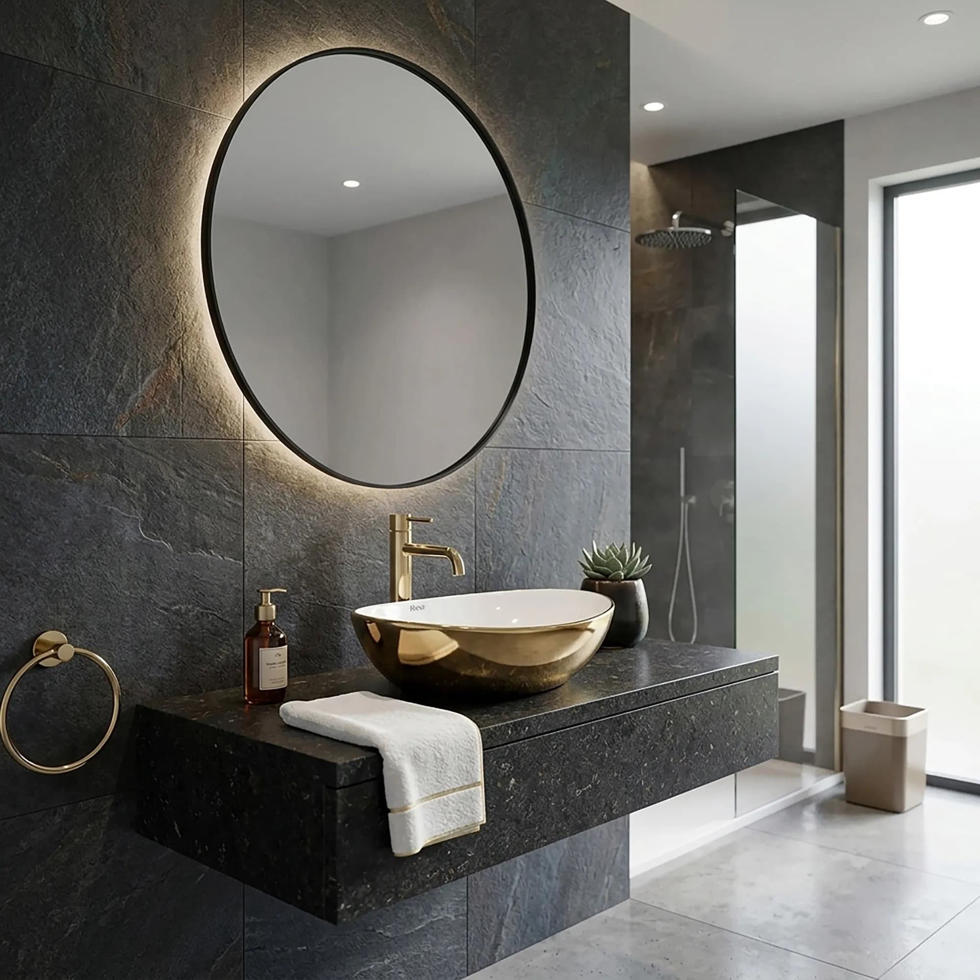 Lavabo Da Appoggio Rea Sofia Gold / White