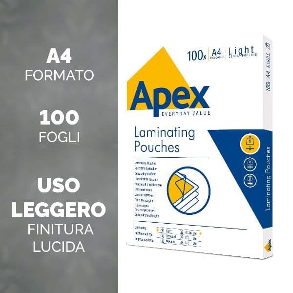 Pouches per plastificazione APEX - Leggeri, formato A4, finitura lucida