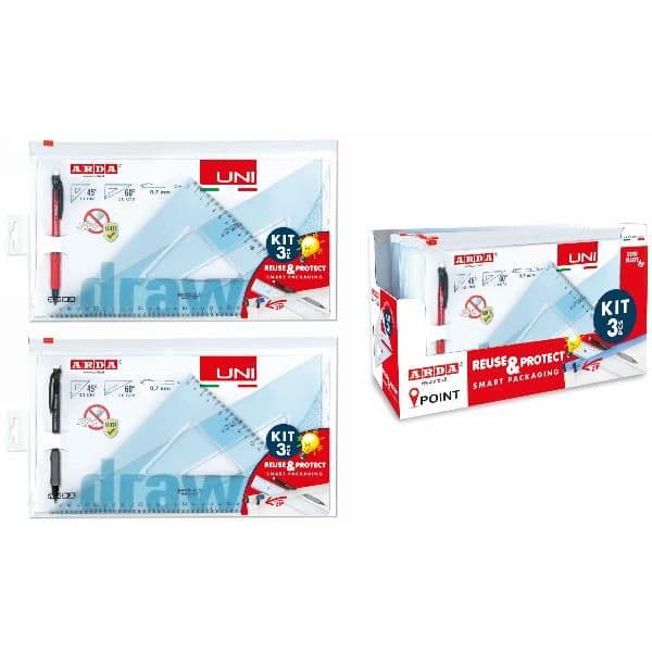 COPPIA SQUADRE UNI 45° e 60° 30CM + PORTAMINE 0,7MM