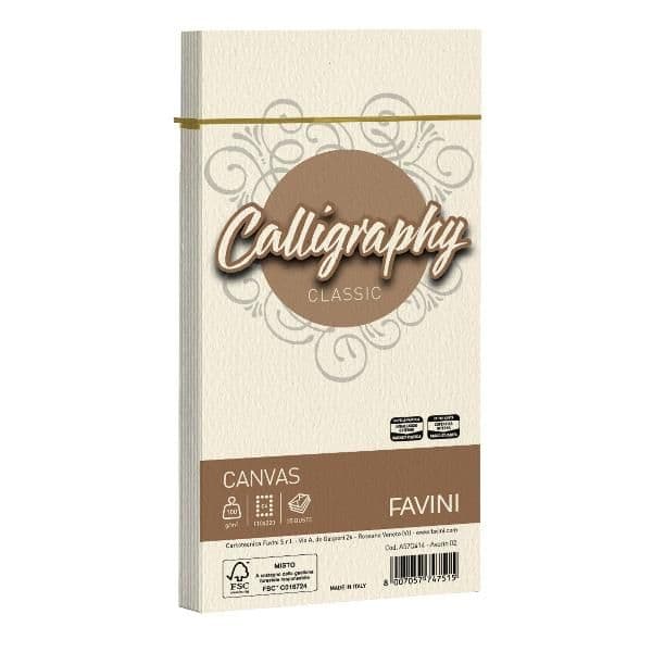 CALLIGRAPHY canvas - Avorio - 11x20 cm - 100g/m2 – 25 buste