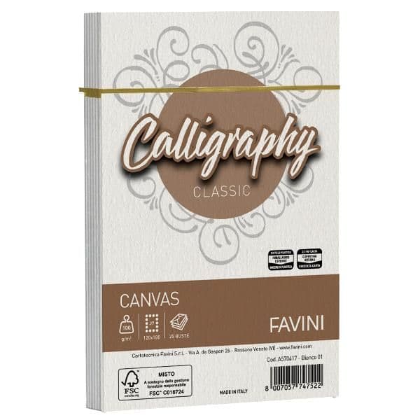 CALLIGRAPHY canvas - Bianco - 12x18cm - 100g/m2 – 25Buste