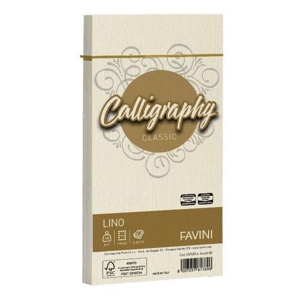 CALLIGRAPHY lino - Avorio - 11x22cm - 120g/m2 – 25Buste