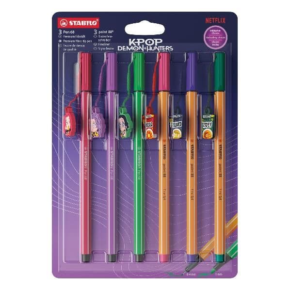 SET KPOP DEMON HUNTERS - Confezione 3 penne Point 88 e 3 pennarelli Pen 68