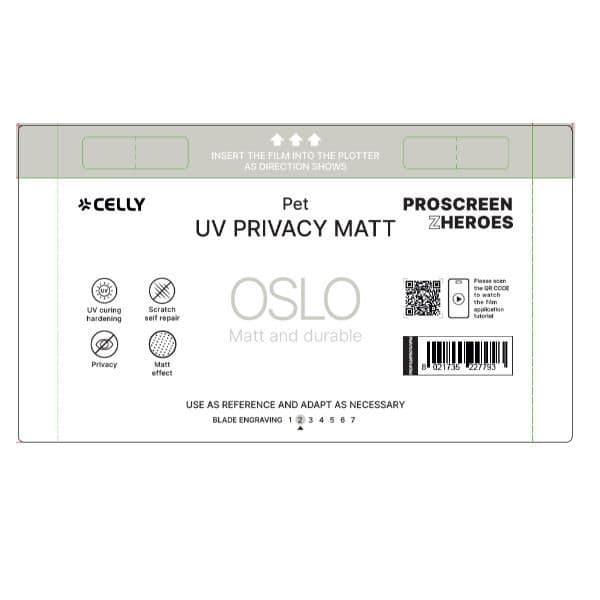 PROFILMPRO MATTE UV - Pellicola trasparente UV da 5 pezzi con finitura opaca con effetto Privacy compatibile con il plotter ProScreenPro - OSLO (PROSCREEN ZHEROES)