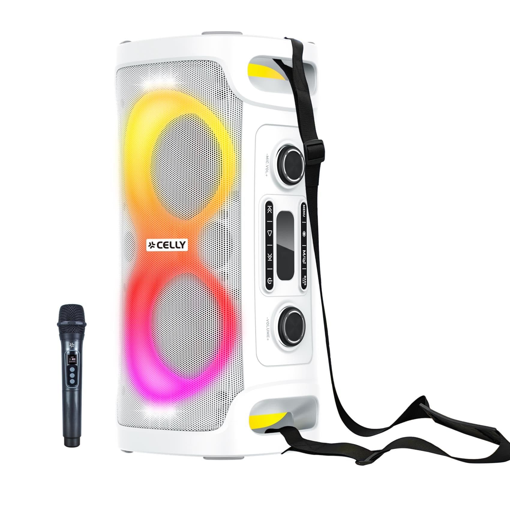 BOOMBOX45 - Speaker wireless Party BOOMBOX, potenza audio 45 Watt, luci RGB, funzione TWS, manico e tracolla per trasporto, microfono wireless incluso