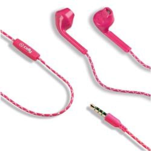 UP100 - Auricolare stereo a filo a goccia con jack 3,5 mm, remote control, microfono integrato con riduzione dei rumori, lunghezza cavo 1.2 mt, colore rosa
