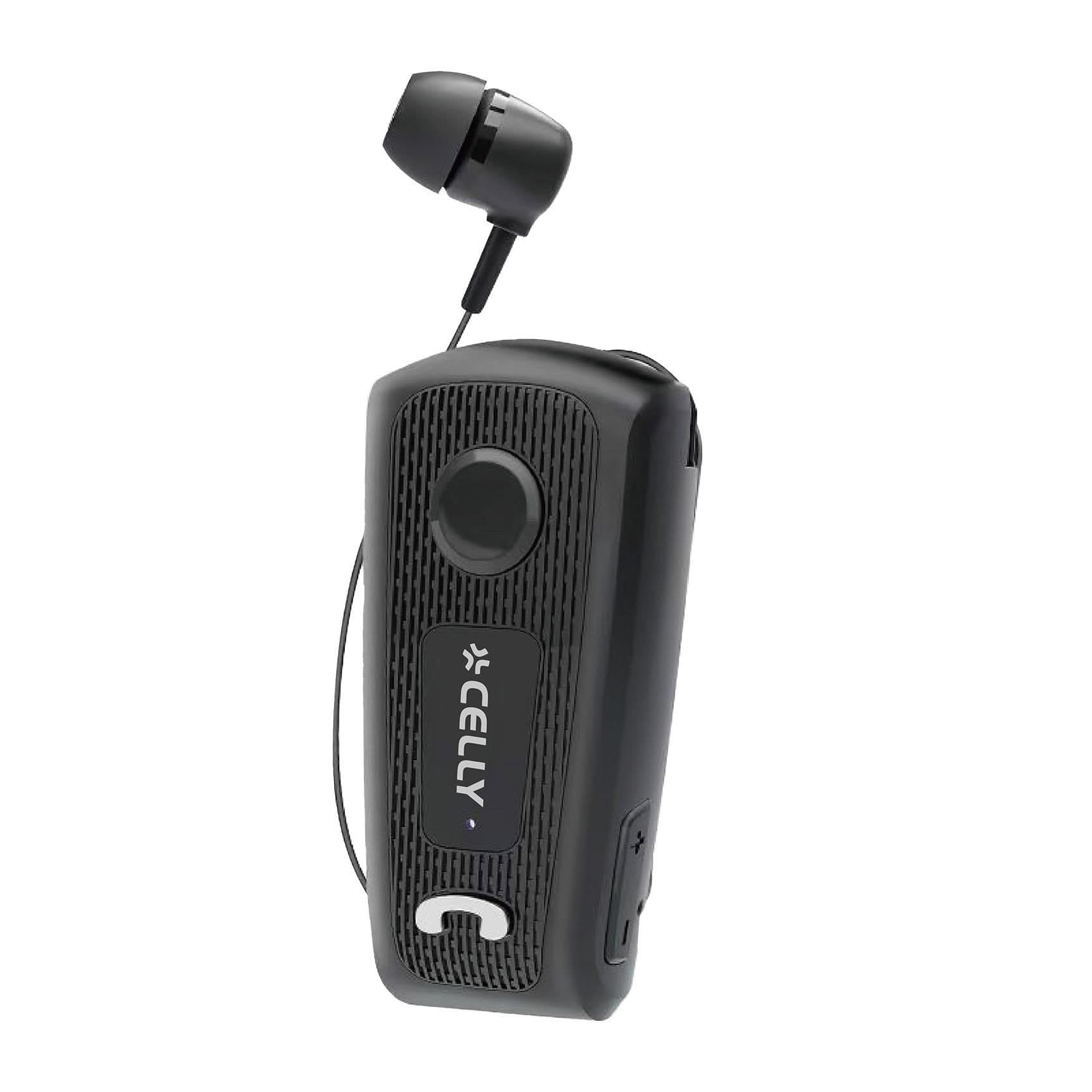 BHCLIP - Auricolare wireless mono con filo, cavo retrattile, porta USB-C, clip per attacco ai vestiti, avviso di notifica chiamate, multipoint, cavo anti groviglio