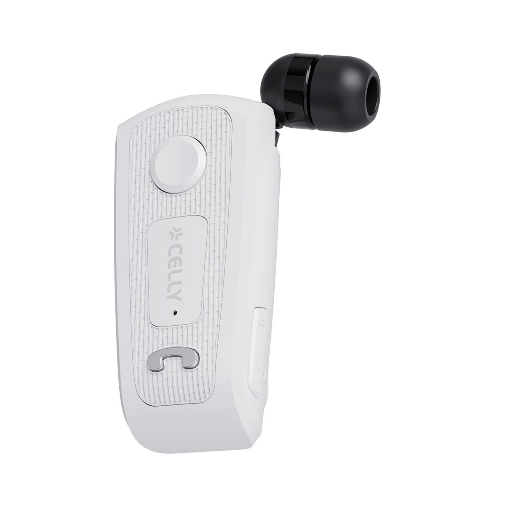 BHCLIP - Auricolare wireless mono con filo, cavo retrattile, porta USB-C, clip per attacco ai vestiti, avviso di notifica chiamate, multipoint, cavo anti groviglio