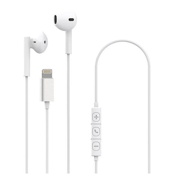UP900LIGHT - Auricolare stereo a filo con presa Lightning, capsule a goccia, controllo remote, microfono integrato, tasto di risposta e controllo volume, lunghezza cavo 1.2 metri