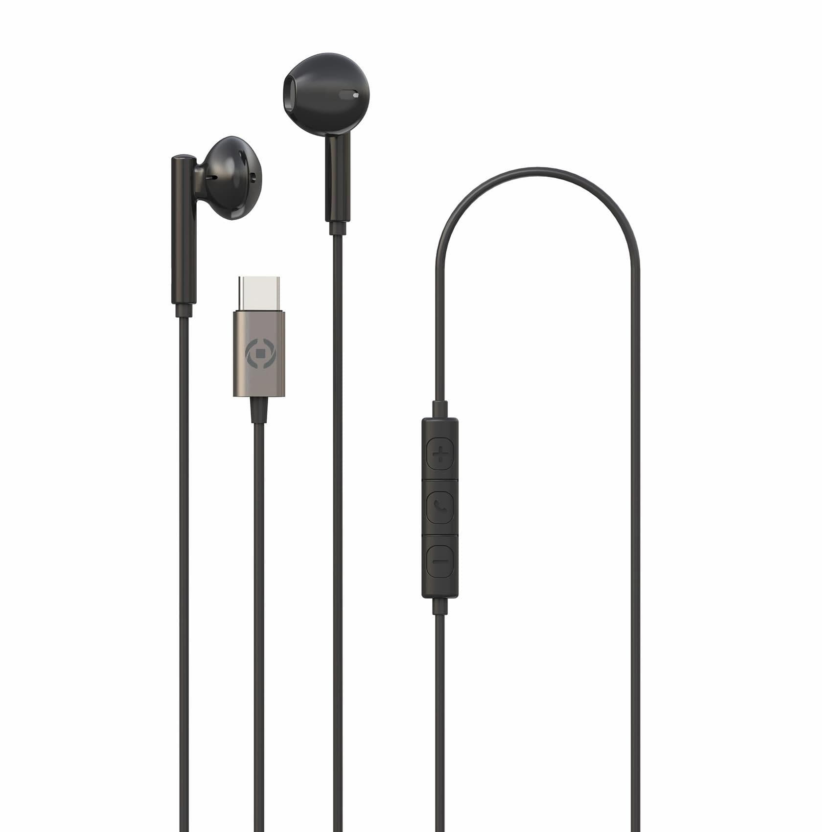 UP1100TYPEC - Auricolare stereo a filo con presa USB-C, capsule a goccia, microfono integrato, controllo remoto, lunghezza cavo 1.2 metri