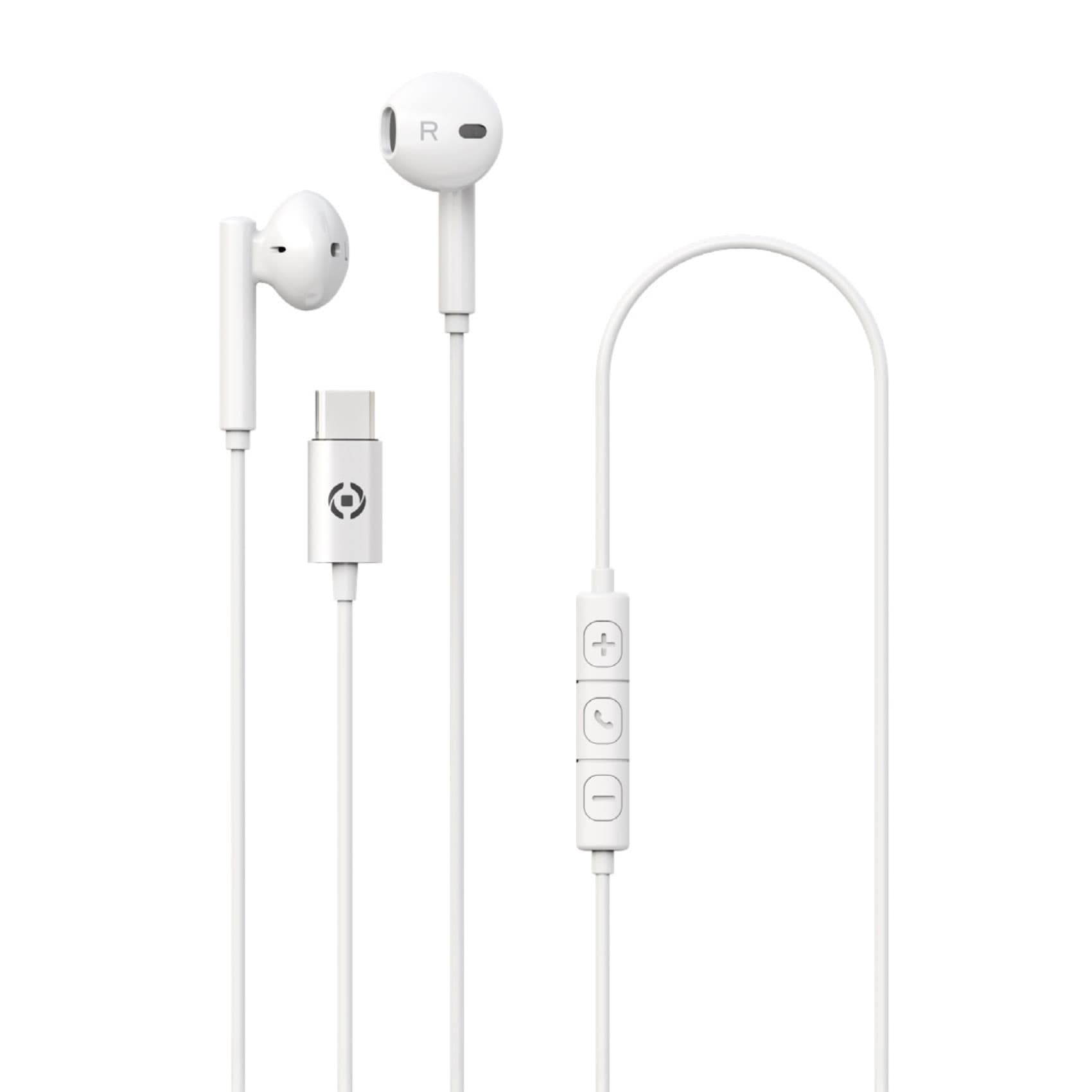 UP1100TYPEC - Auricolare stereo a filo con presa USB-C, capsule a goccia, microfono integrato, controllo remoto, lunghezza cavo 1.2 metri