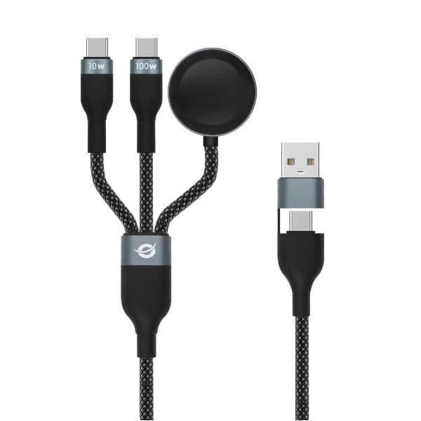 CAVO DATI CON RICARICA RAPIDA 3-in-1 da 100W, 1,5m, USB-C, 5A, E-Mark (caricatore Apple Watch)