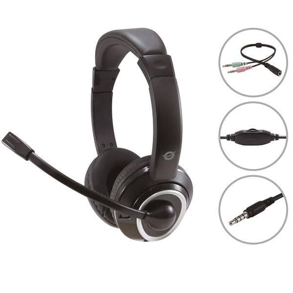CUFFIE PROFESSIONALI STEREO 3.5mm con Microfono e Controllo Remoto (Cavo Splitter incluso)