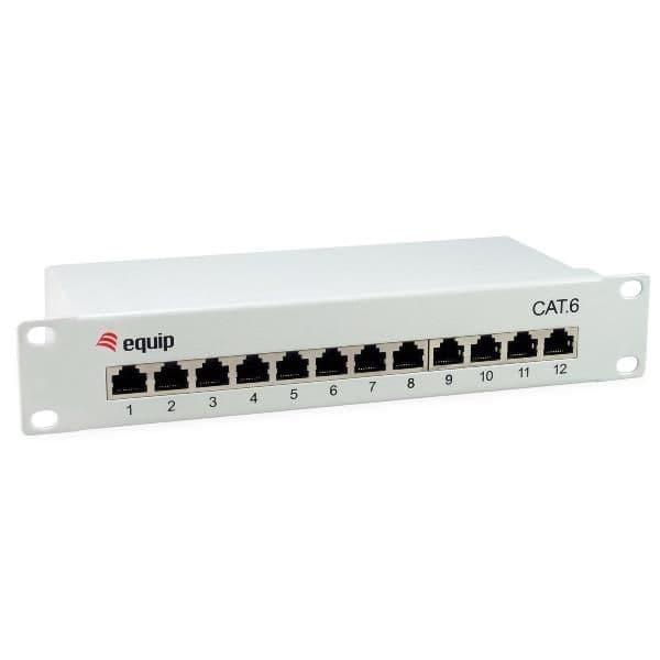 EQUIP - PATCH PANEL 12-PORTE CAT.6 SCHERMATO 10" 1U, Grigio Chiaro