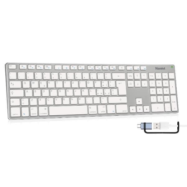 XKKITA-MCX Tastiera USB estesa in alluminio con tastierino numerico MAC compatibile + USB-C adapter