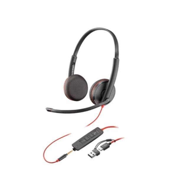 Cuffie HP Poly Blackwire 3225 USB-C/A + AUX 3,5 mm