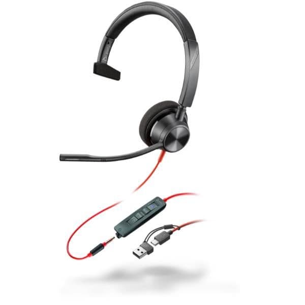 Cuffie HP Poly Blackwire 3315 USB-C/A + AUX 3,5 mm MS
