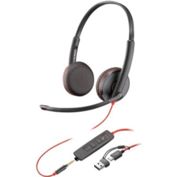 Cuffia HP Poly Blackwire 3225 USB-C/A + AUX 3,5 mm (SFUSE)