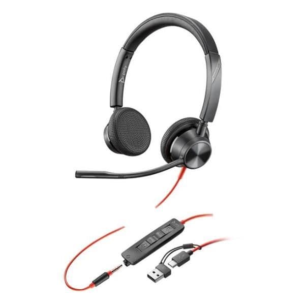 Cuffia HP Poly Blackwire 3325 Stereo USB-C Headset +3.5mm Plug +USB-C/A Adapter
