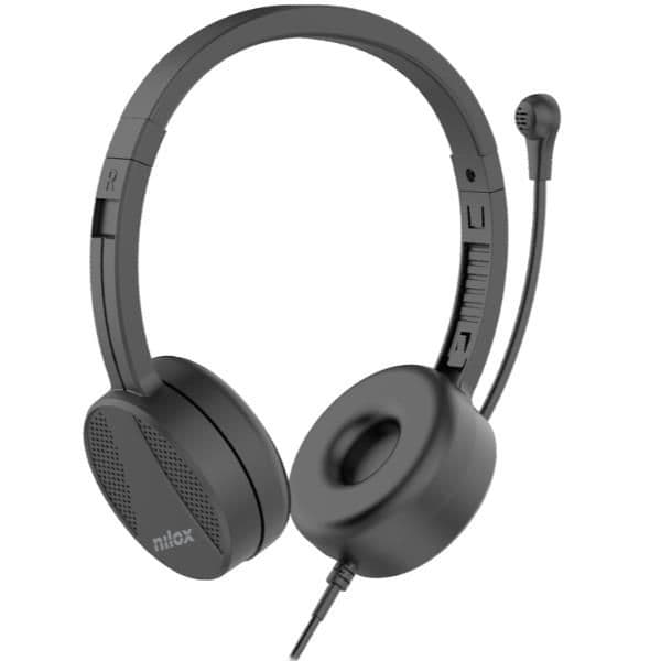 NILOX TECH - Cuffia con connessione USB, microfono rotante, controllo volume, cuscinetti morbidi, lunghezza cavo 1.8 mt