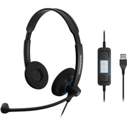 SC 60 Cuffia Microfonica Multimediale Biaurale USB per Skype for Business, Noice Cancelling