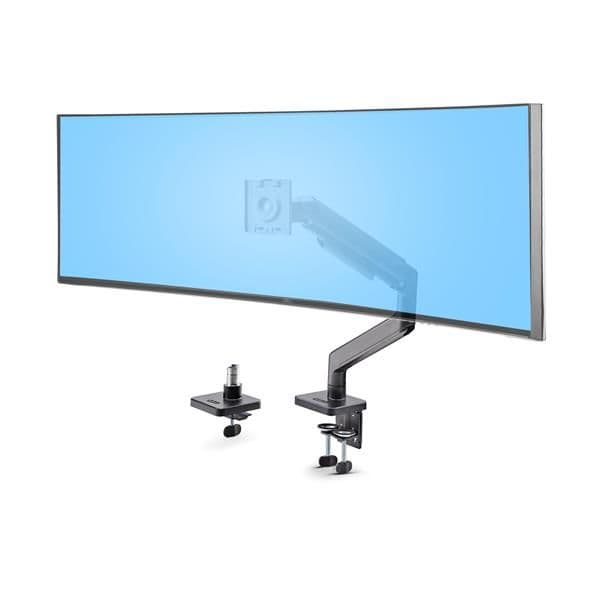 Supporto per Monitor Curvo Ultrawide fino a 49” 32:9; Braccio a Molla da Scrivania con Morsetto a C/Passante per Monitor VESA