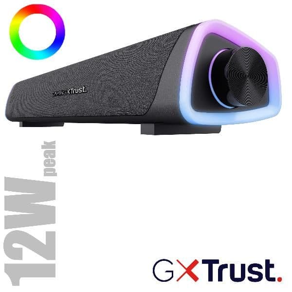 SOUNDBAR GAMING SPEAKERS 12W PICCO (6W RMS) ILLUMINATA RGB - TRUST GXT620 AXON - NERO