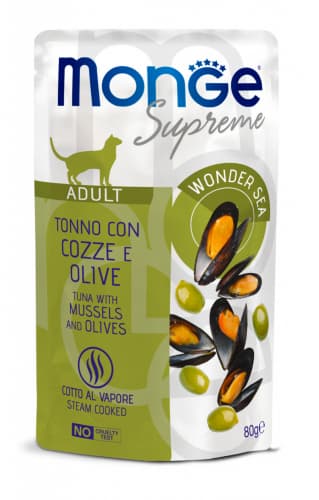 Monge Supreme Buste Tonno con Cozze e Olive - Adult 80gr.