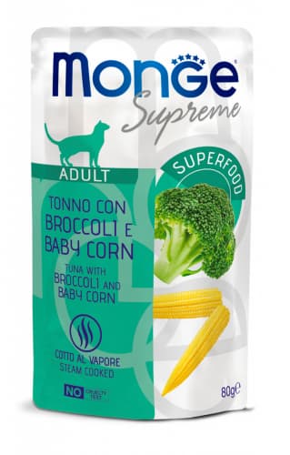 Monge Supreme Buste Tonno con Broccoli e Baby Corn - Adult 80 gr.