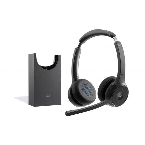 Cisco Headset 722 - Cuffie con microfono - over ear - Bluetooth - senza fili - nero carbonio - con supporto di ricarica - Cisco Webex Certified