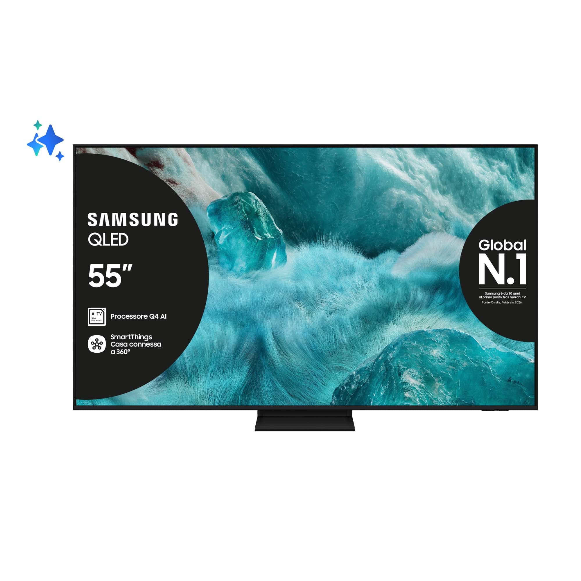 Samsung QLED AI TV 55" QE55Q7F5AUXZT 4K, Processore Q4 AI, 4K Upscaling, Color Booster Pro, OTS Lite, Air Slim Design, Vision AI Smart TV, 2025 GARANZIA ITALIA