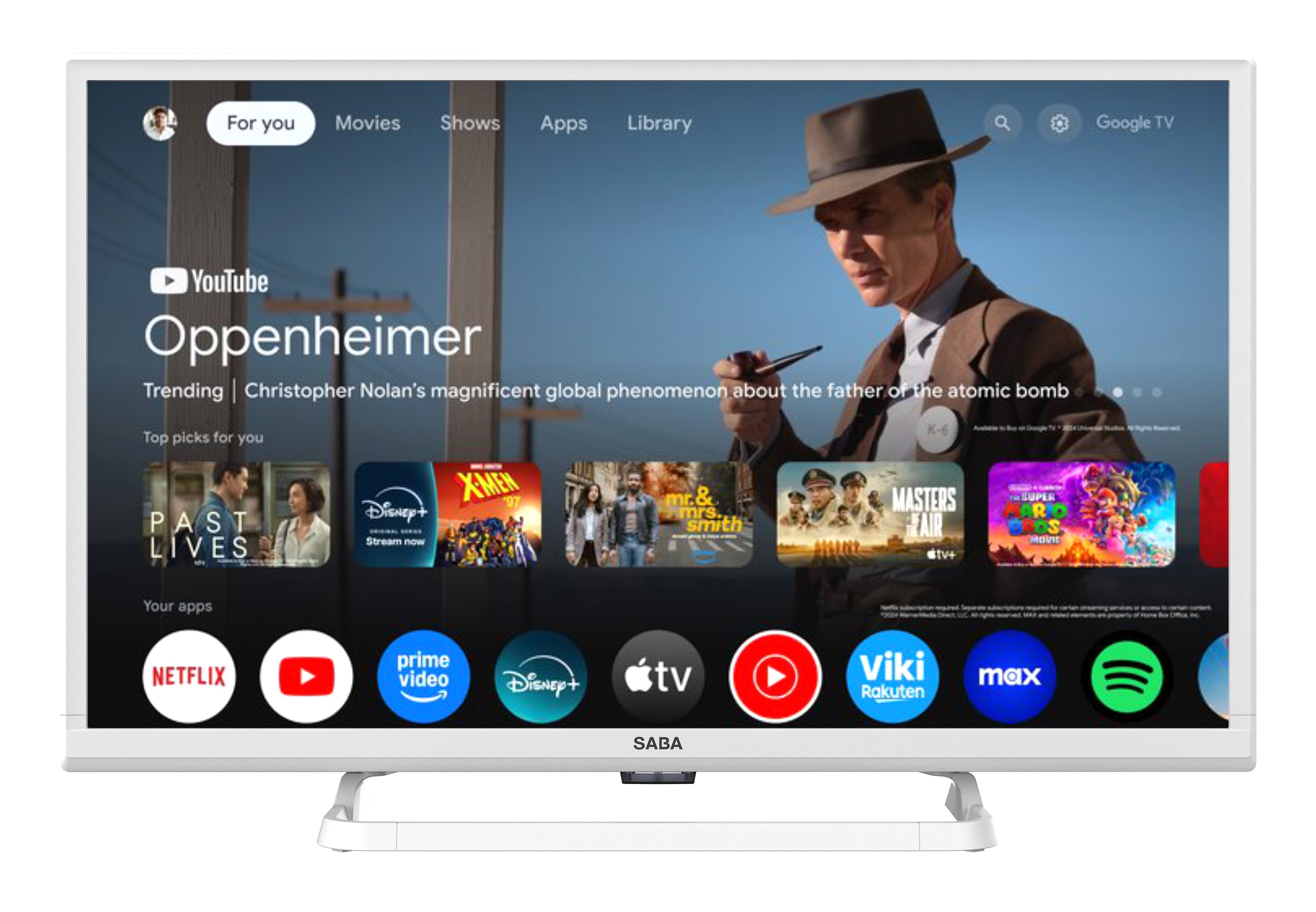 SABA SA24W78GTV TV 61 cm (24") HD Smart TV Wi-Fi Bianco 130 cd/m² GARANZIA ITALIA