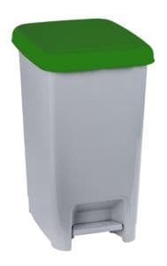 T909978 Pattumiera a pedale polipropilene grigio con coperchio verde 60