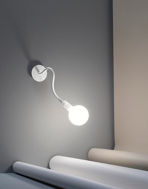 Applique in metallo e gomma bianco Bulbo 1 luce attacco E27