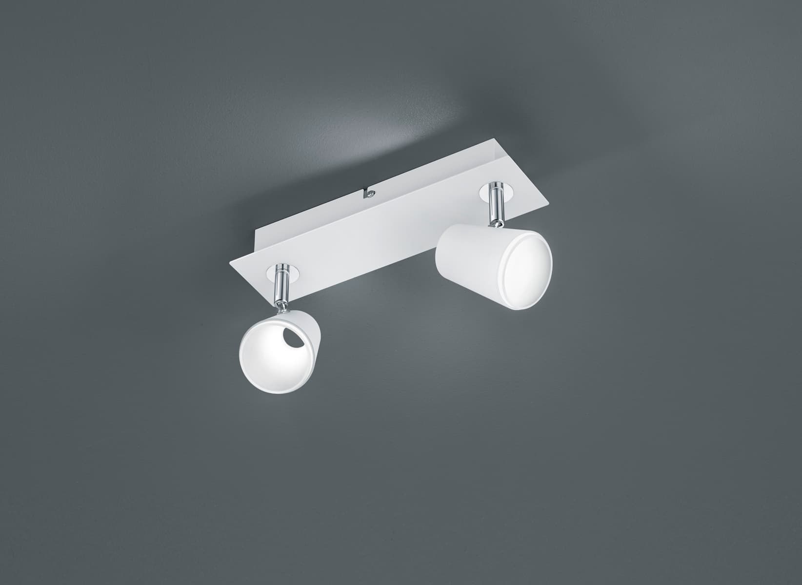 NARCOS BARRA 2 SPOTS LED 13W 1200lm, 3000K BIANCA CON DIFFUSORE CONICO FORO CON INTERRUTTORE L. 28,5CM