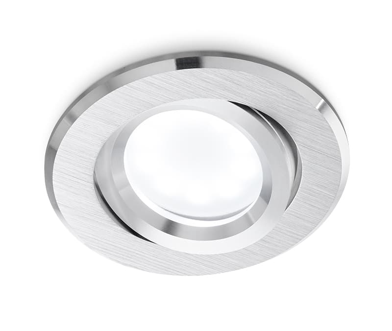 GFA130- FARETTO DA INCASSO ORIENTABILE IN ALLUMINIO COLORE ALLUMINIO SPAZZOLATO D.8,5CM 1 LUCE ATTACCO GU10