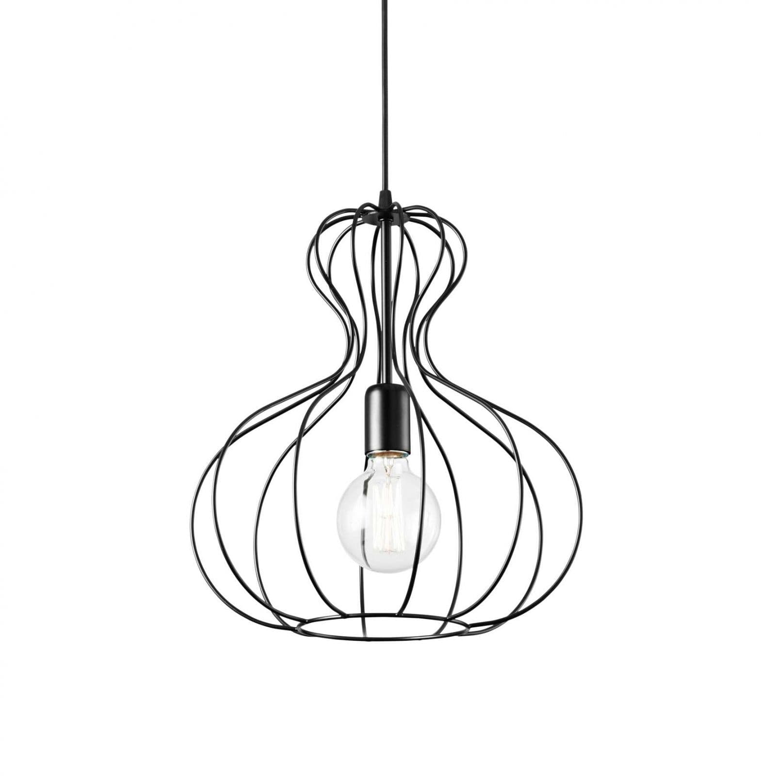 AMPOLLA LAMPADARIO A SOSPENSIONE IN METALLO NERO 1 LUCE ATTACCO E27 D.35CM