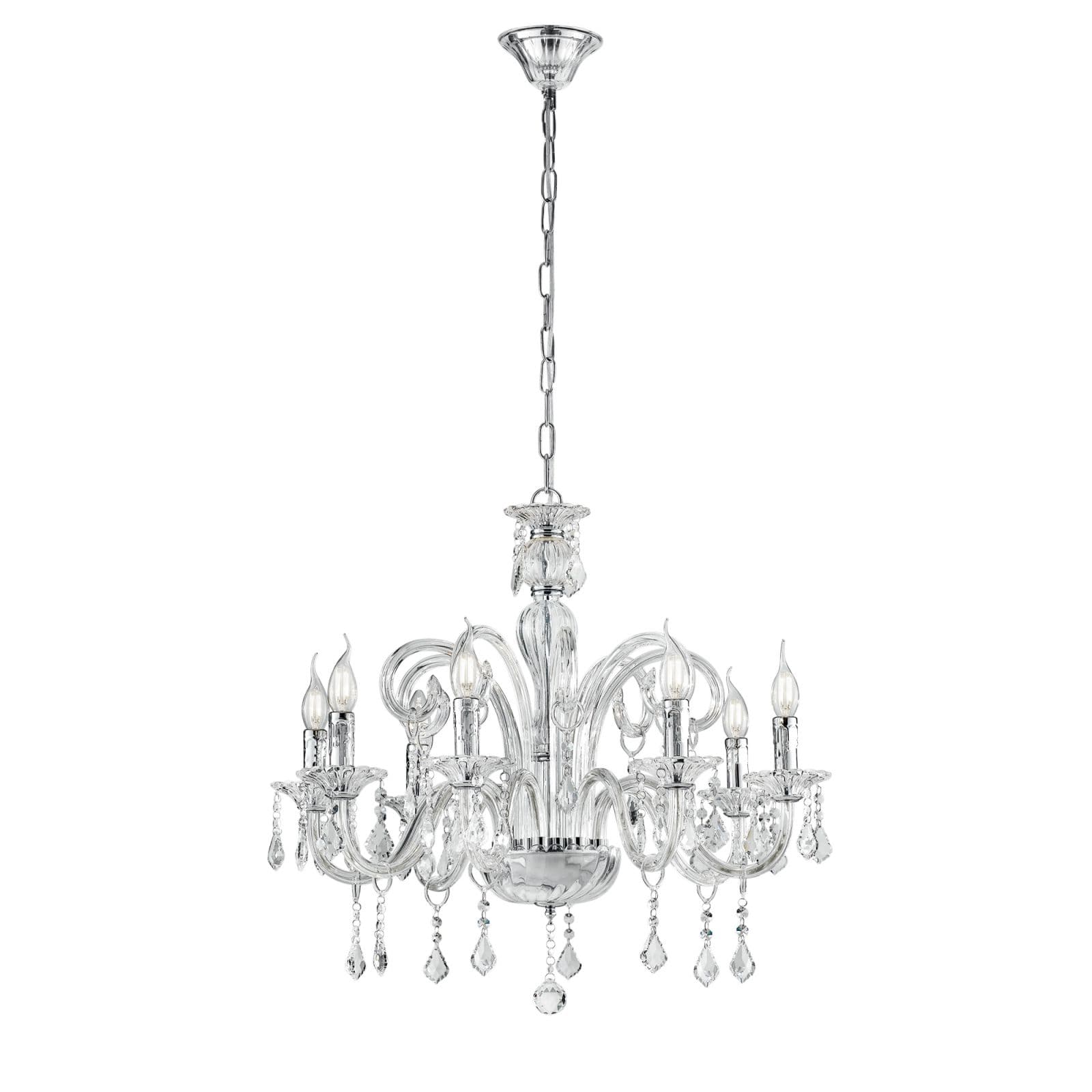 LAMPADARIO CRISTALLO TRASPARENTE 8 LUCI ATTACCO E14 70X135CM
