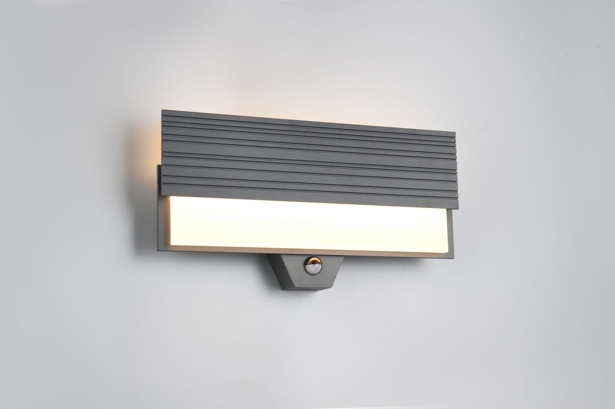MARIZA APPLIQUE DA ESTERNO LED 10W 1100lm, 3000K FUSIONE ALLUMINIO ANTRACITE CON SENSORE MOVIMENTO IP44 L.40CM