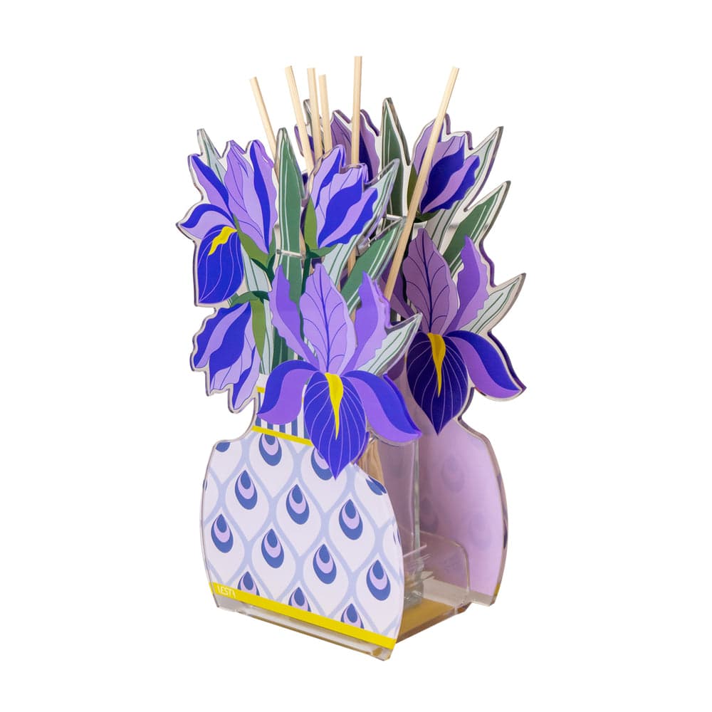 PROFUMATORE IRIS GRANDE IN CRISTALLO ACRILICO DECORATO VIOLA FRAGRANZA BY CHIARA FIRENZE ANIMA 200ML