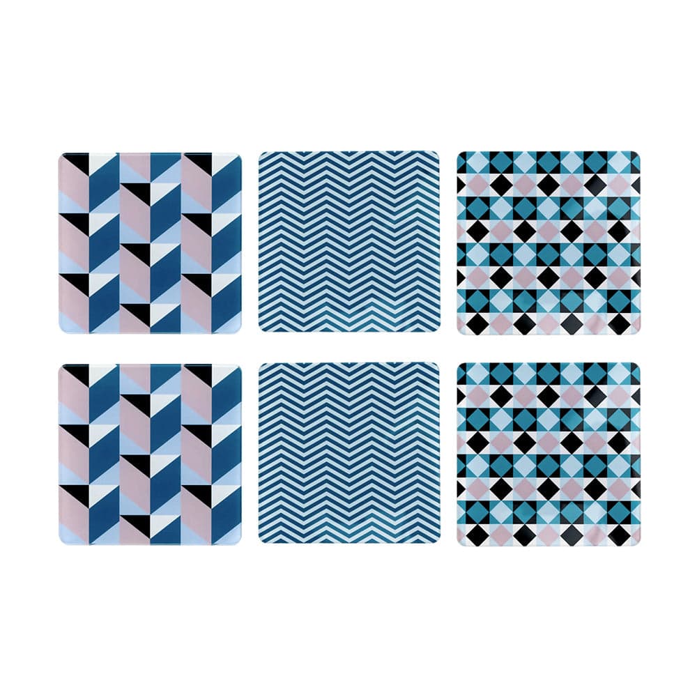 SET 6 PEZZI SOTTOBICCHIERE QUADRATO DISEGNO MODERN