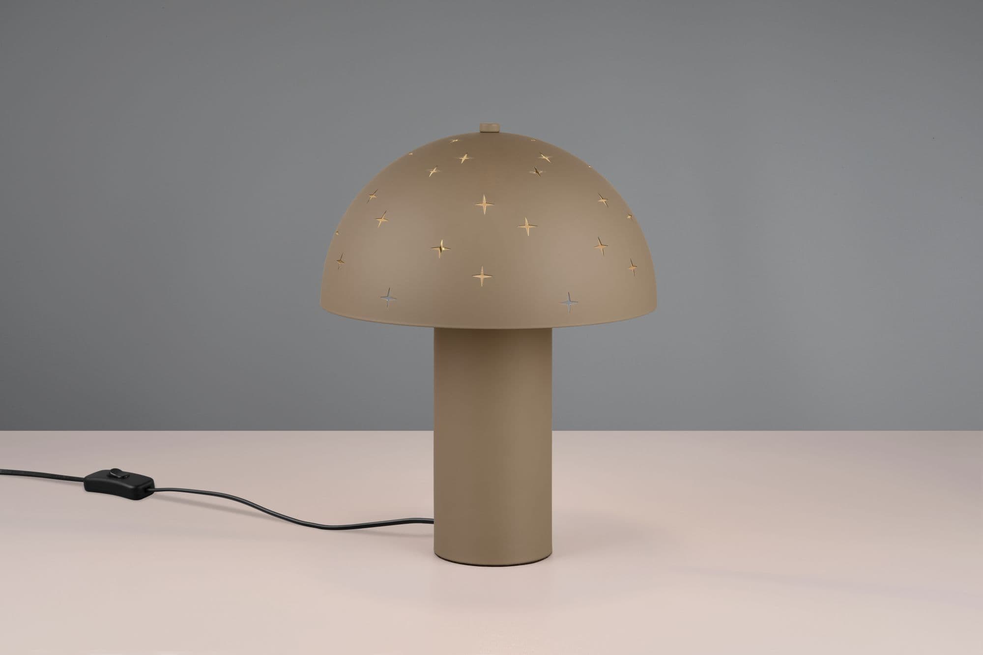 SETA LAMPADA DA TAVOLO METALLO TORTORA CON DIFFUSORE EFFETTO STELLE H. 33CM 1 LUCE ATTACCO E14