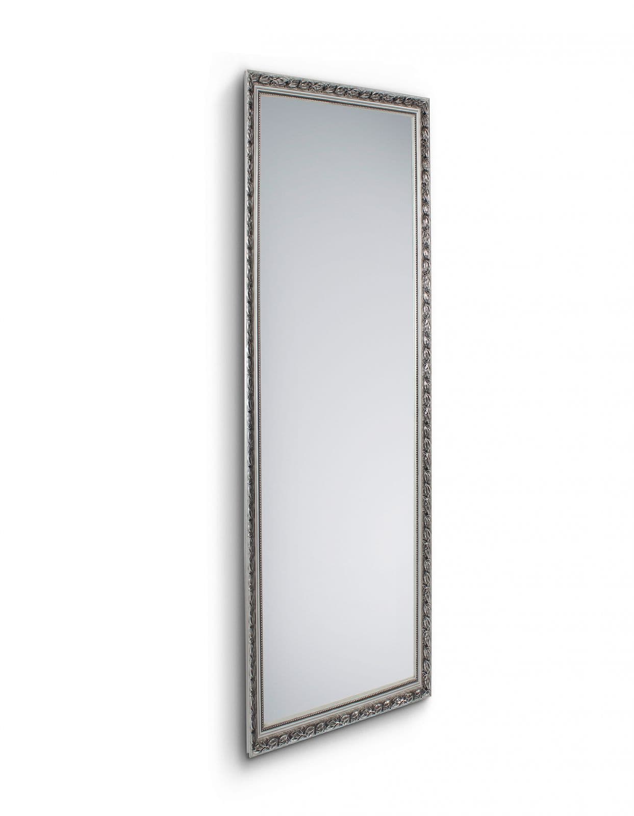 TANJA SPECCHIO DA PARETE CON CORNICE LAVORATA CON GANCI X INSTALLAZIONE ORIZZONTALE E VERTICALE 50X150CM ARGENTO