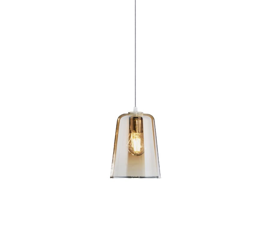 SOSPENSIONE IN VETRO 1164 AMBRA D.16CM ROSONE DA ACQUISTARE SEPARATAMENTE 1 LUCE ATTACCO E27 D.16CM