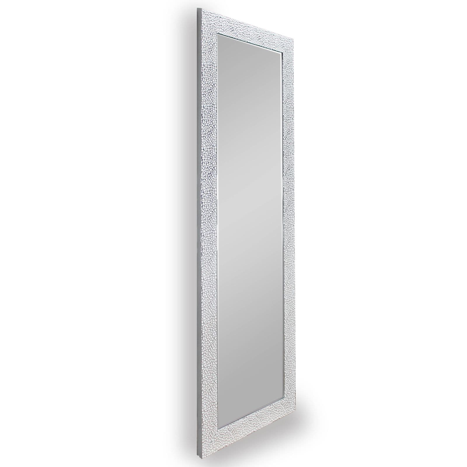 VICKY SPECCHIO DA PARETE CON CORNICE DECORATA IN VETRO CON GANCI X INSTALLAZIONE ORIZZONTALE E VERTICALE BIANCO E CROMO