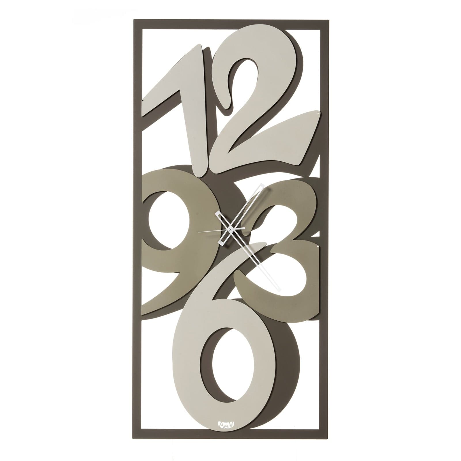orologio rettangolare da parete vision Fango, avorio e sabbia 49x90cmh